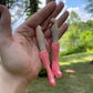 Vintage Porcelain Doll Leg Earrings with Pink Boots