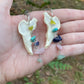 Silver Rabbit Mandible with Crystals Earrings