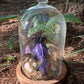 Iridescent Mink Skull, Beetle, and Butterfly Geode Cloche Display