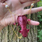 Metallic Burgundy Mink Skull Necklace