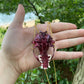 Metallic Burgundy Mink Skull Necklace