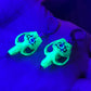 Glowing Green Eyeball Vole Skull Earrings